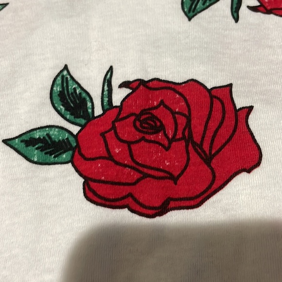 Zara 5 white red rose long sleeve high low hemline nwt 💯 cotton - Picture 7 of 7